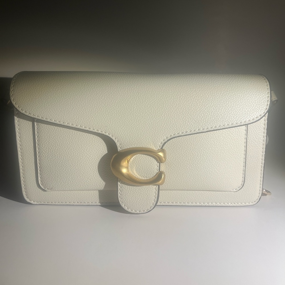 Coach Tabby White Shoulder Bag with Gold Accent